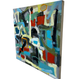 Side On Original Artwork Abstract Blue Squares Dale Kerrigan