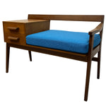 Load image into Gallery viewer, Blue Fabric Chippy Heath Telephone Table Hallway Seat

