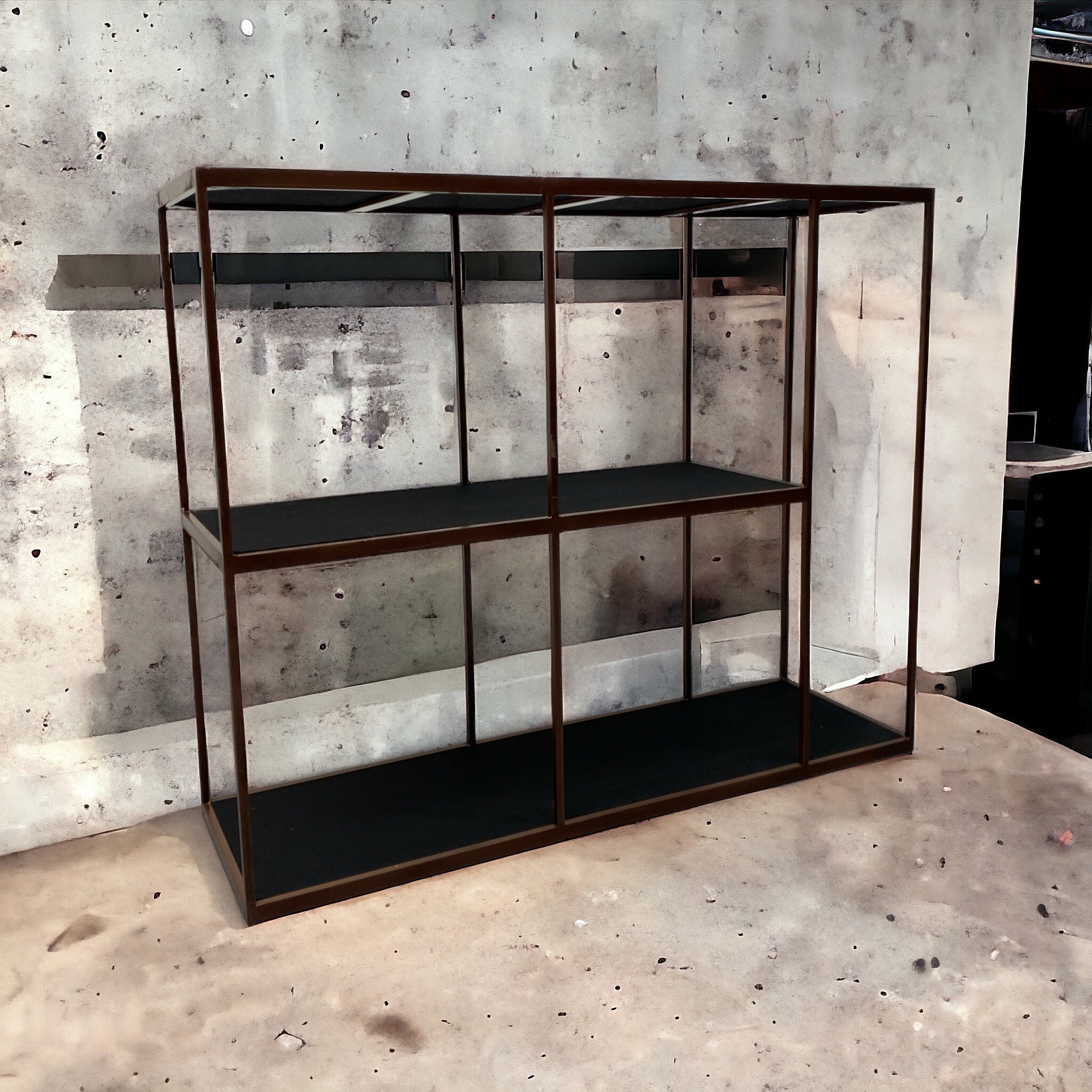 Concrete Wall Low Freestanding Shelving Divider