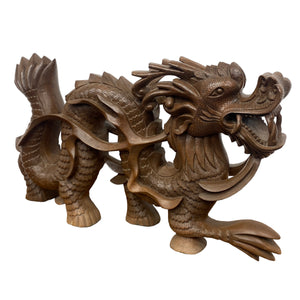Side Of Chinese Dragon Hand Carved Teak