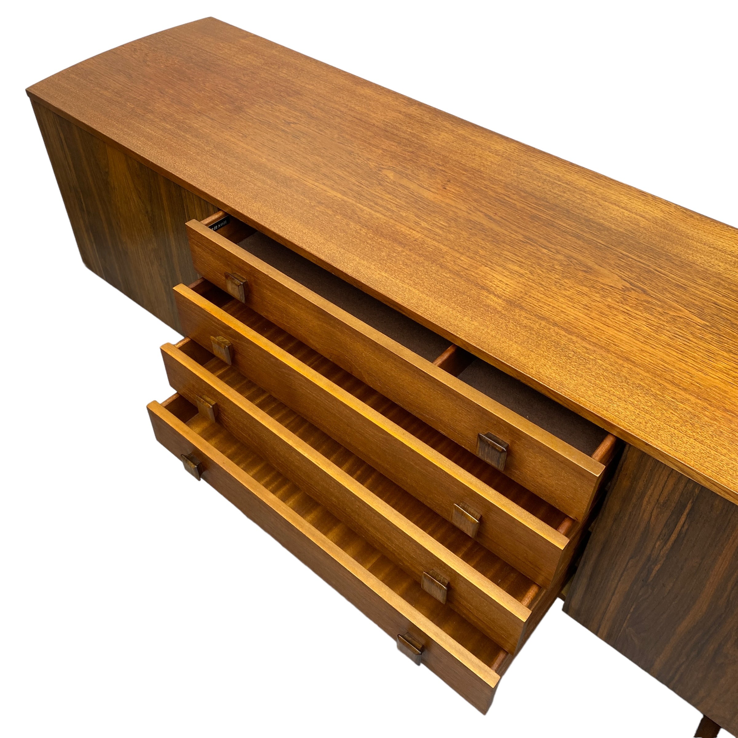 Open Drawers Midcentury Sideboard Vanson Rosewood Teak