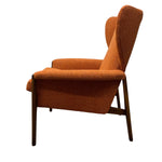 Load image into Gallery viewer, Side Wing Back Chair Teak Orange Camira
