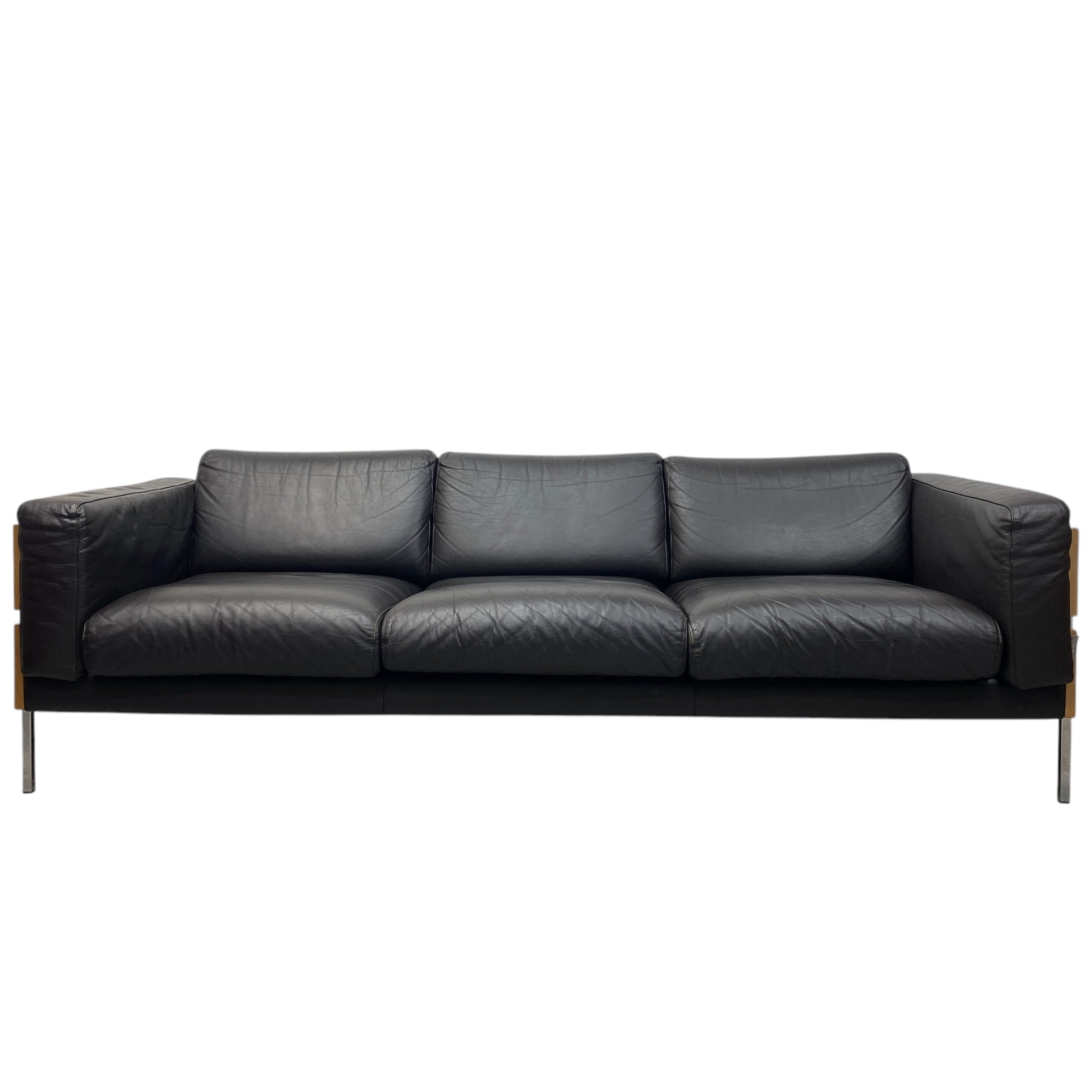 Front Of Habitat Forum 2 Robin Day Sofa Three Seater Brown Black