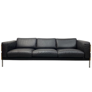 Front Of Habitat Forum 2 Robin Day Sofa Three Seater Brown Black
