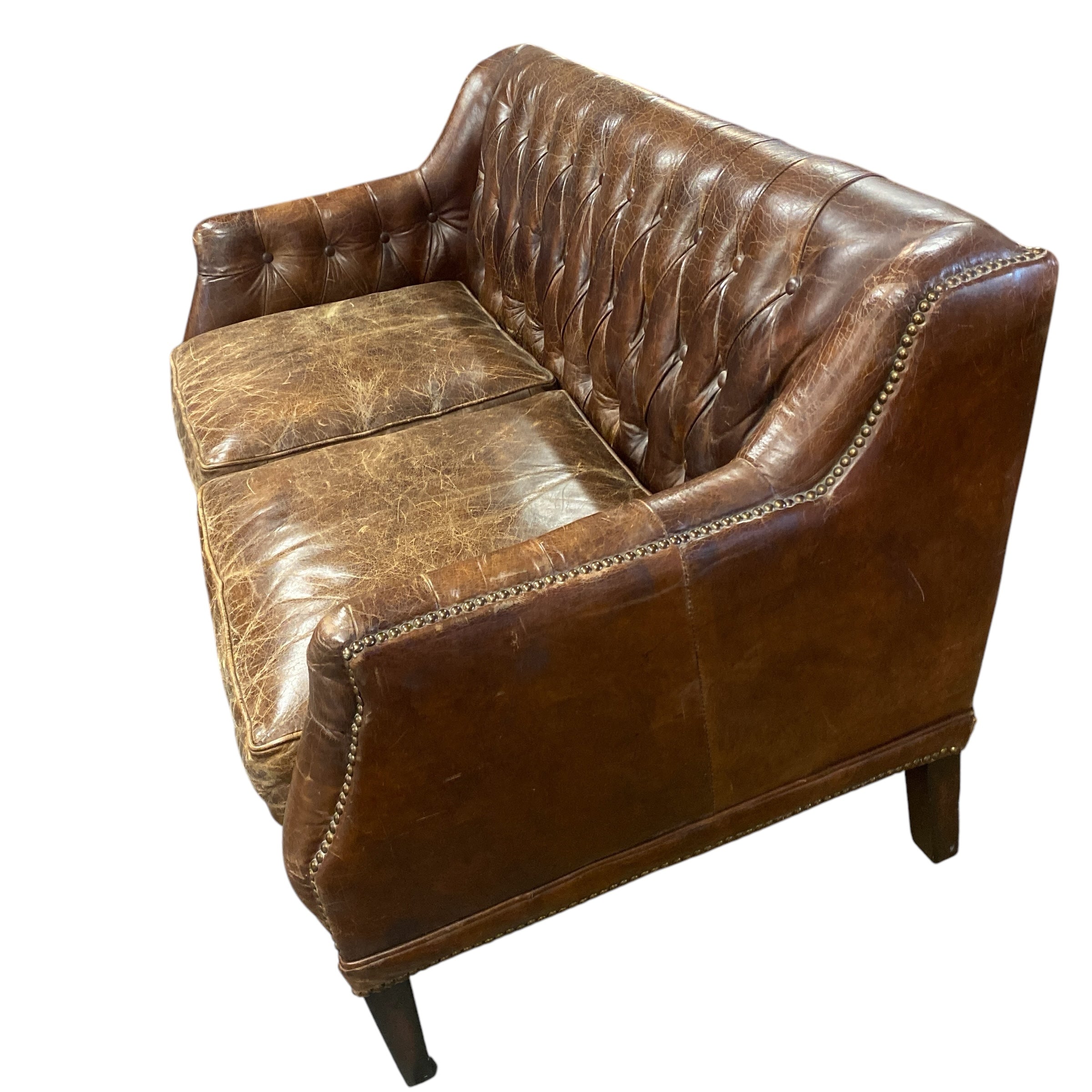 SIDE VIEW Vintage Leather Sofa Ancient Mariner