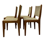 Load image into Gallery viewer, Danish Four wooden chairs with woven seats on a white background
