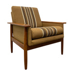 Load image into Gallery viewer, Brown armchair with striped pattern on a white background
