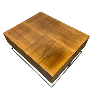 Wooden coffee table with a white background