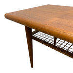 Load image into Gallery viewer, teak coffee table and cane magazine rack
