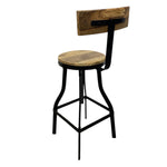 Load image into Gallery viewer, Bar stool with wooden seat and backrest on a white background
