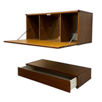 Load image into Gallery viewer, Wooden wall-mounted storage unit with a bed and drawers on a white background
