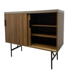 Load image into Gallery viewer, Wooden cabinet with a door and shelves on a white background
