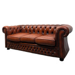 Load image into Gallery viewer, Reddish Brown leather sofa with tufted backrest on a white background
