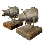 Load image into Gallery viewer, Two vintage-style projectors on wooden bases against a white background
