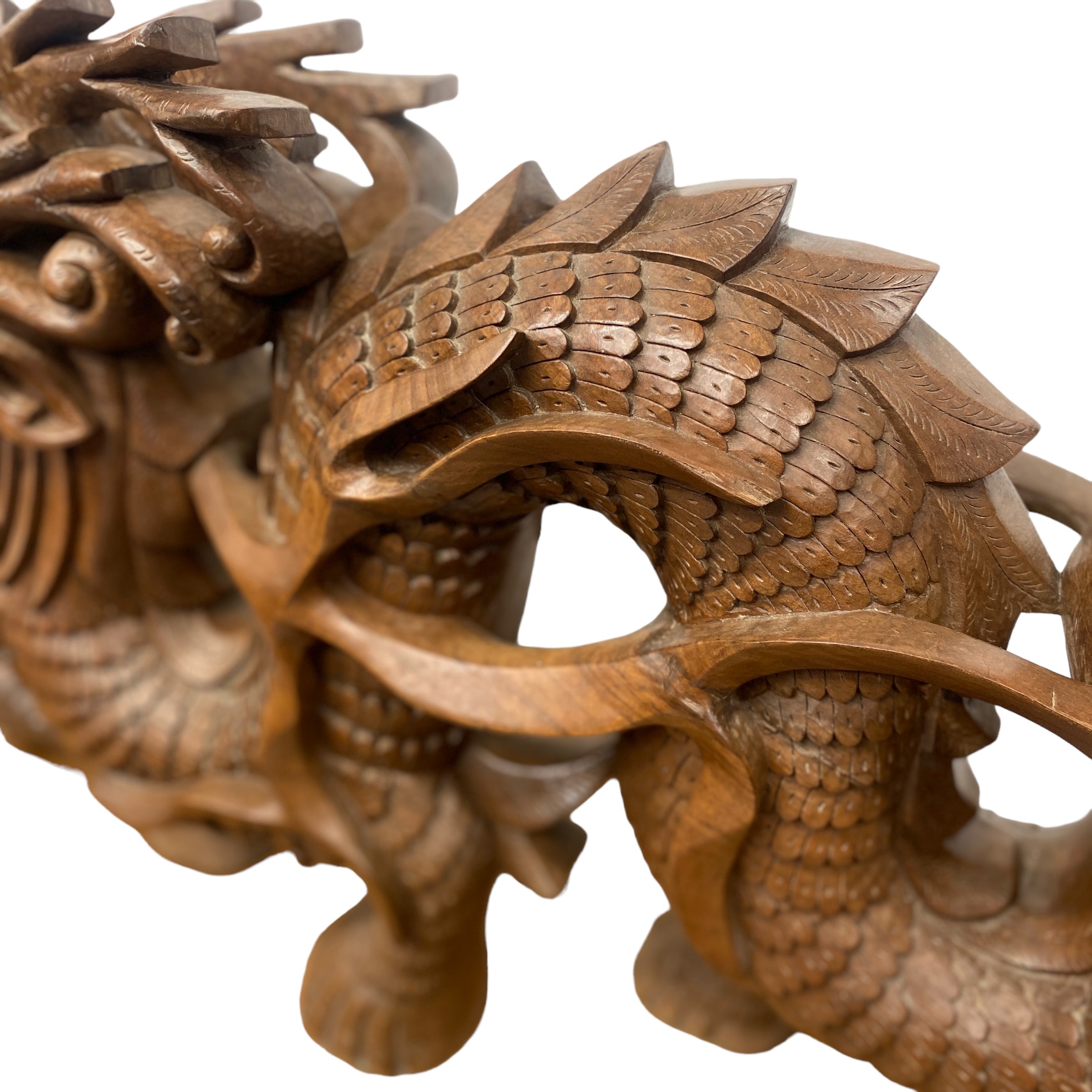 Tail Of Chinese Dragon Hand Carved Teak