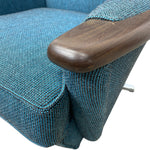 Load image into Gallery viewer, teak paw 1950s Swivel Lounge Chair Rocker Camira Blue Flax
