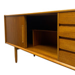 Load image into Gallery viewer, Wooden sideboard with open cabinet on a white background
