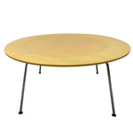 Load image into Gallery viewer, Round wooden table with metal legs on a white background
