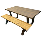 Load image into Gallery viewer, Wooden table and bench set on a white background
