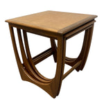 Load image into Gallery viewer, Wooden side table with wicker top on a white background
