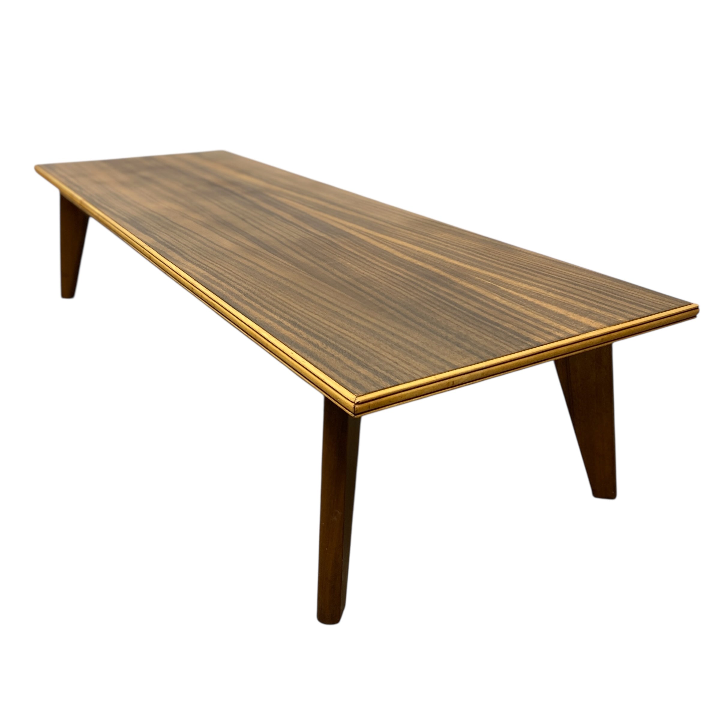 Wooden table with a brown finish on a white background