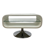 Load image into Gallery viewer, Modern TV  UNIT with glass shelf and chrome base on a white background
