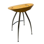 Load image into Gallery viewer, Wooden stool with metal legs on a white background
