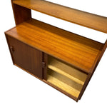 Load image into Gallery viewer, Wooden shelf with a cabinet and open shelves on a white background
