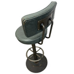 Load image into Gallery viewer, Vintage-style bar stool with metal frame and wooden seat on a white background
