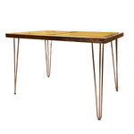 Load image into Gallery viewer, Wooden table with metal hairpin legs on a white background
