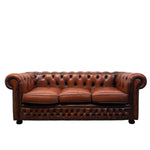 Load image into Gallery viewer, Reddish Brown leather sofa on a white background
