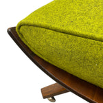 Load image into Gallery viewer, teak base footstool green wool

