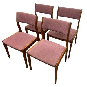 four teak dining chairs