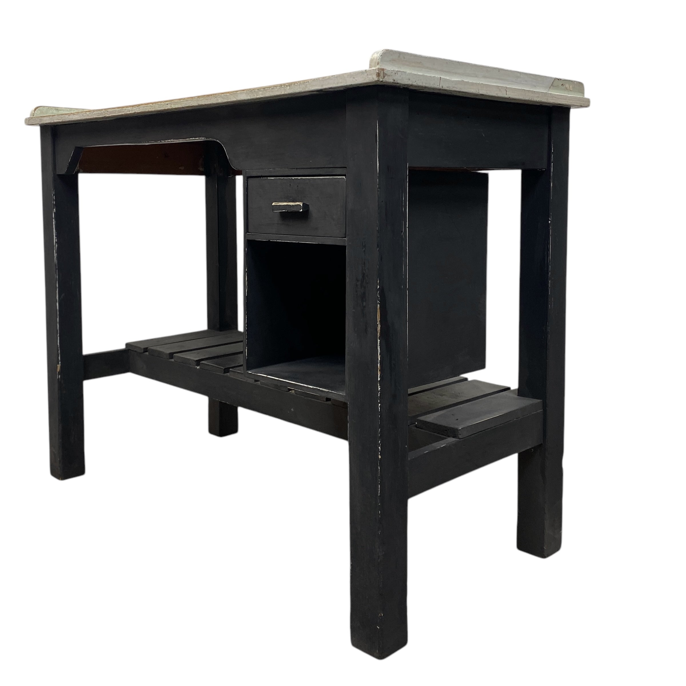 dark grey wooden vintage desk
