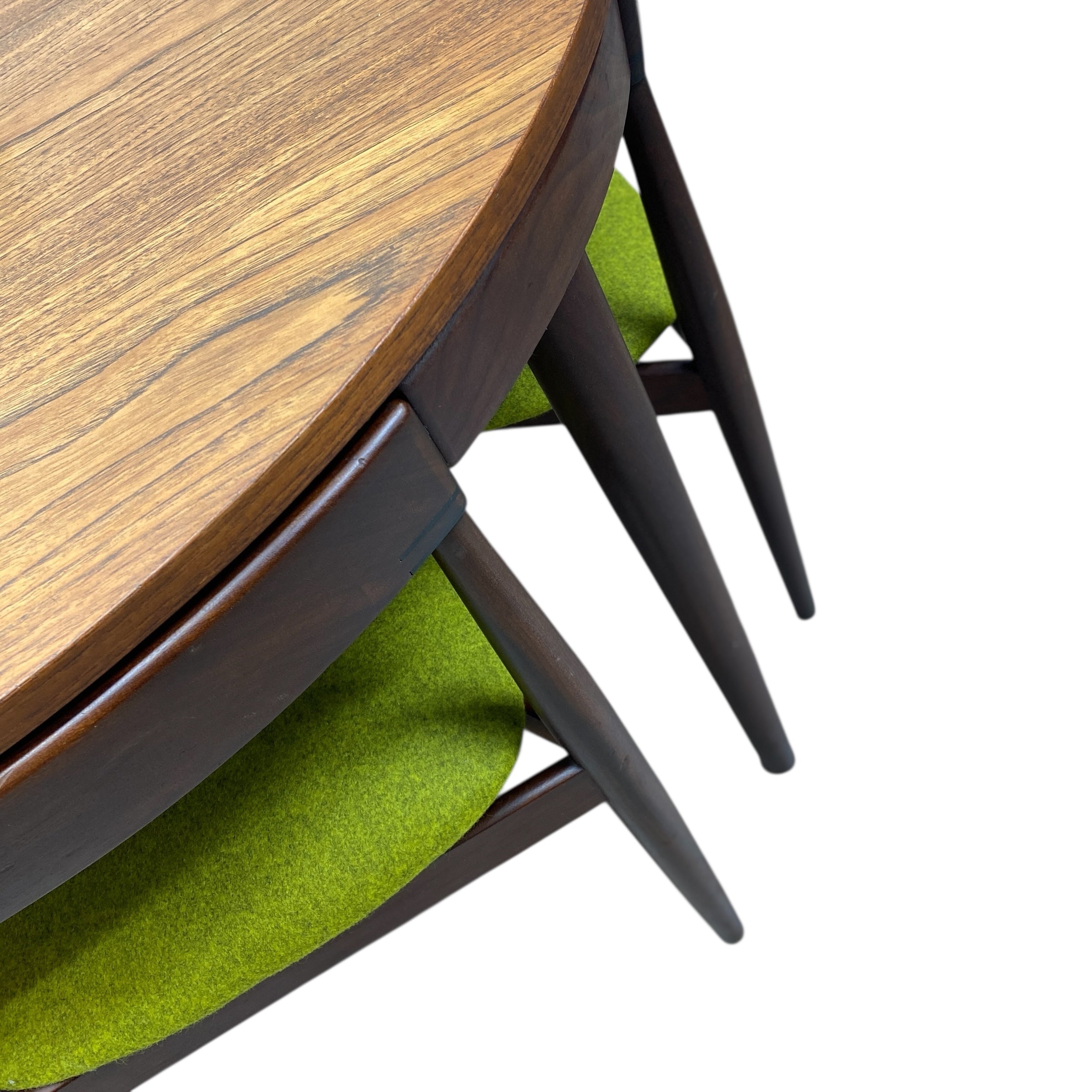 Wooden table with black legs on a white background