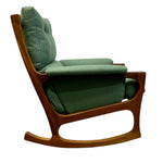 Load image into Gallery viewer, Green upholstered rocking chair with wooden frame on a white background
