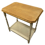 Load image into Gallery viewer, Wooden side table with a white base on a white background
