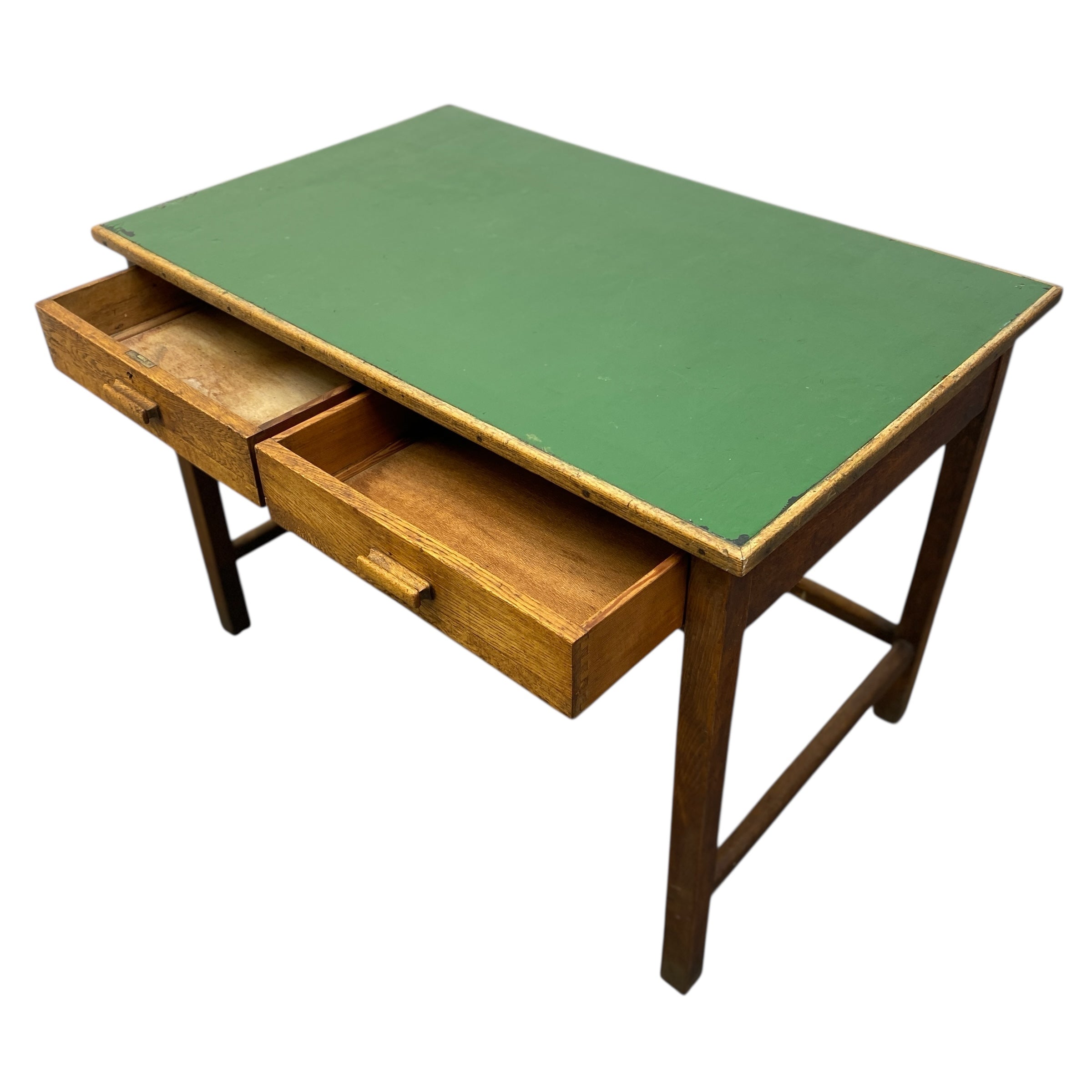 Open Drawers Desk Oak Green