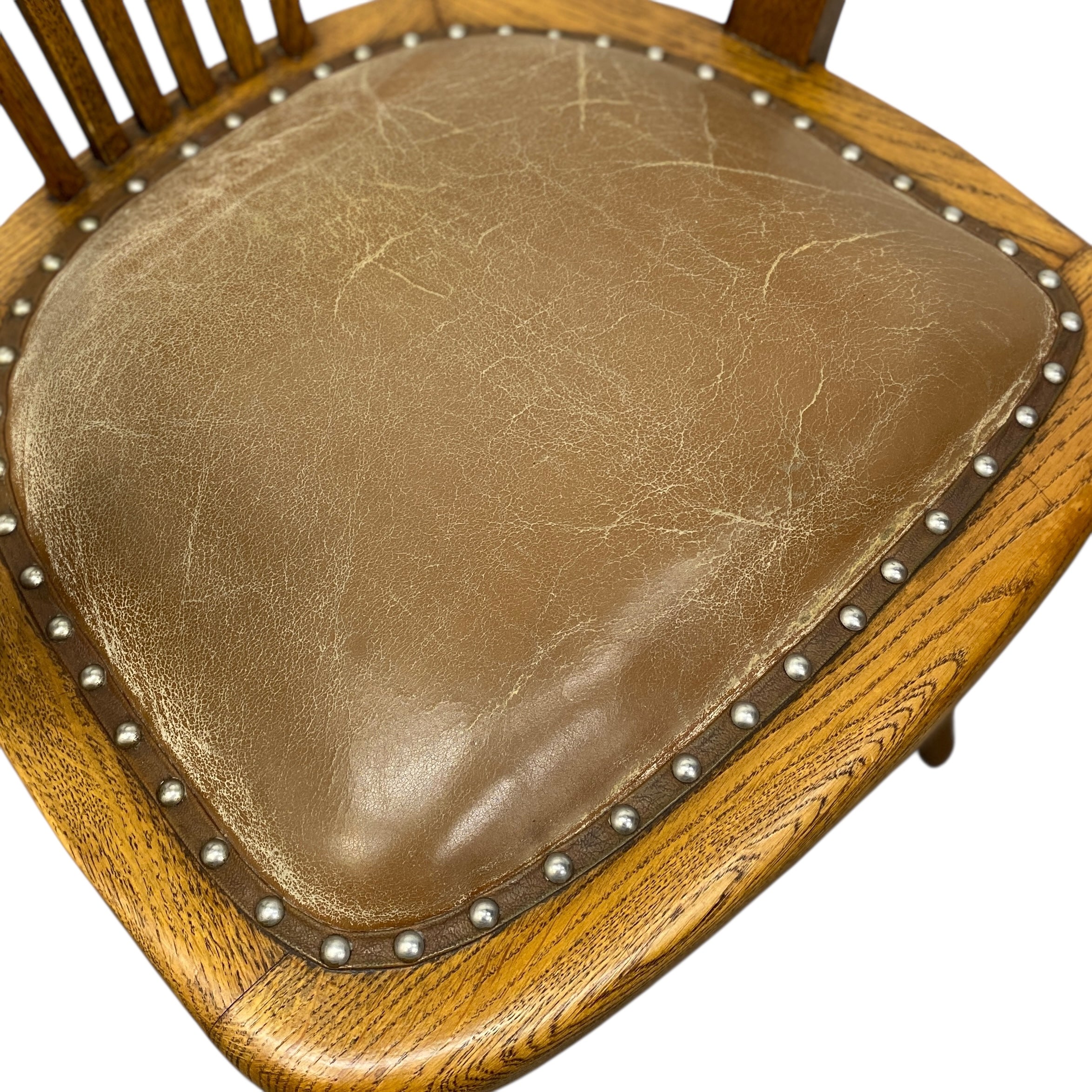 Antique Elbow Chair Oak Leather PAIR