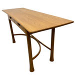 Load image into Gallery viewer, Wooden desk with curved legs on a white background
