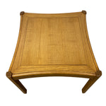 Load image into Gallery viewer, Wooden stool with woven top on a white background
