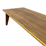 Load image into Gallery viewer, Wooden table with a brown and beige striped pattern on a white background
