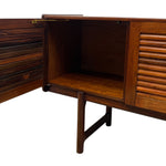 Load image into Gallery viewer, Wooden sideboard with open doors on a white background
