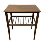 Load image into Gallery viewer, Wooden side table with a shelf on a white background
