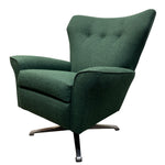 Load image into Gallery viewer, Green armchair with a swivel base on a white background
