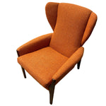 Load image into Gallery viewer, Arms Of Wing Back Chair Teak Orange Camira
