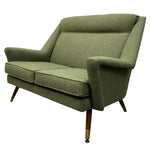 Load image into Gallery viewer, Brass Feet Midcentury Two Seater Sofa Green
