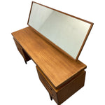Load image into Gallery viewer, Wooden vanity table with a mirror on a white background
