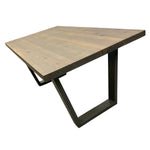 Load image into Gallery viewer, Wooden table with metal legs on a white background
