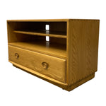 Load image into Gallery viewer, Wooden TV stand with a drawer on a white background
